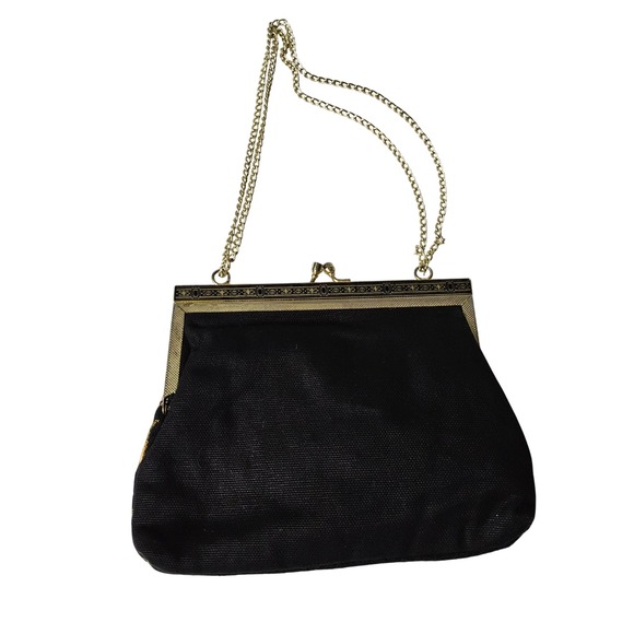 Vintage Floral Tapestry Handbag Gold Chain‎ Purse Evening Bag Made In China - Picture 7 of 10